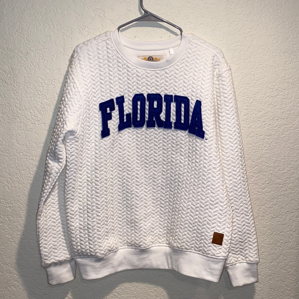 Three Square | University of Florida White and Blue Quilted Pattern Sweatshirt